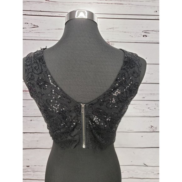 City Triangles Black‎ Sequin Lace Sleeveless Flared Top  Size 5 - Picture 9 of 10